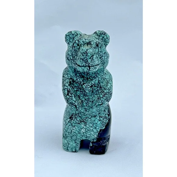 Natural Turquoise Smooth Round Beads 10mm 68 Beads + Zuni Carved Bear - Picture 5 of 12